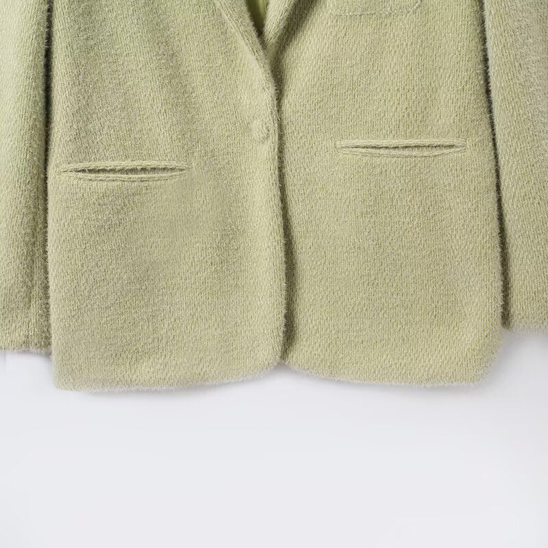 Women Clothing Long Sleeve Suede Casual Blazer Top