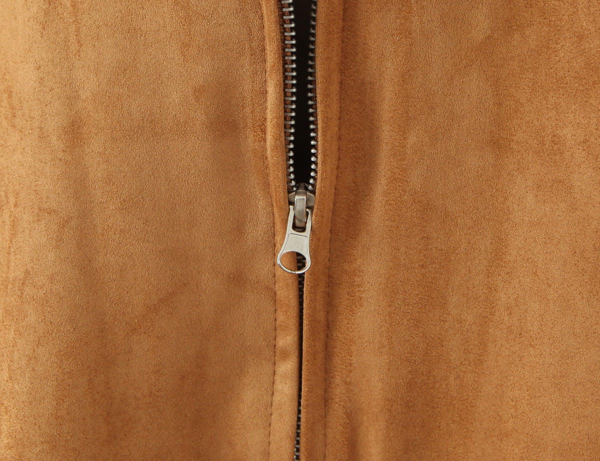 Autumn Winter Vintage Suede Fabric Jacket Coat Suede Shorts Set