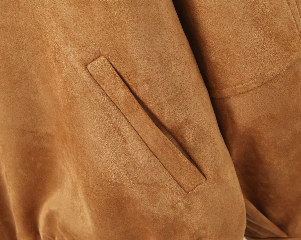 Autumn Winter Vintage Suede Fabric Jacket Coat Suede Shorts Set