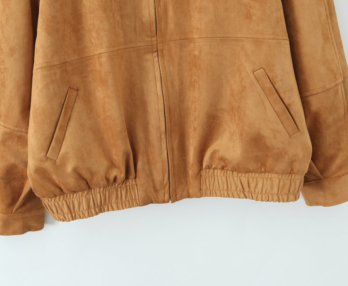 Autumn Winter Vintage Suede Fabric Jacket Coat Suede Shorts Set