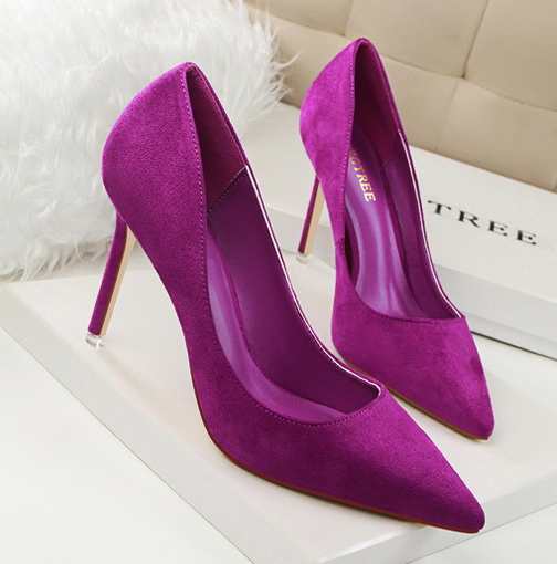 Simple Stiletto Heel Shallow Mouth Pointed Toe Suede Sexy Slimming Business Office Women Shoes