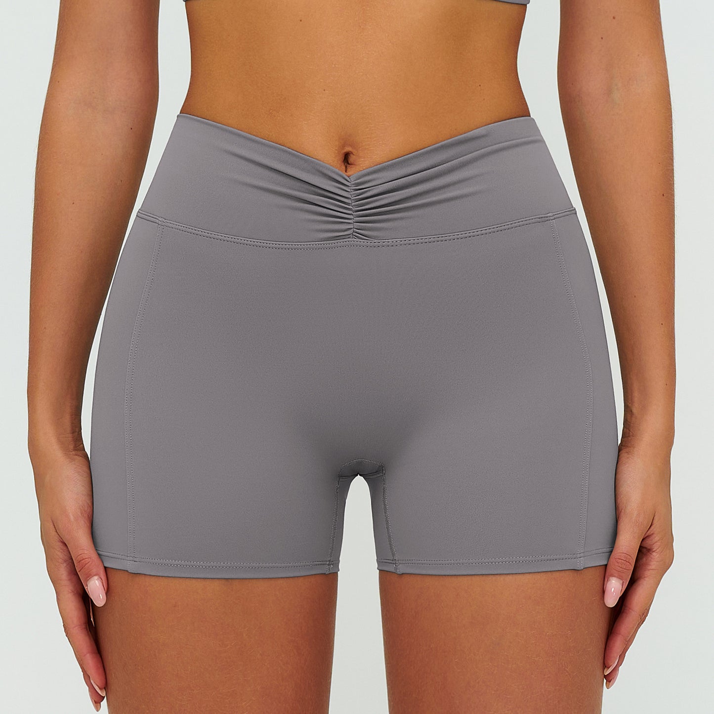 Brushed Yoga Shorts Women High Waist Folding Hip Lifting Shorts Outdoor Running Sports Shorts