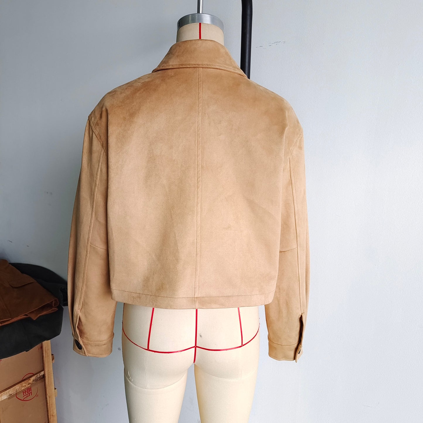 Women Clothing Autumn Simple Pure Leather Slant Pockets Short Jacket