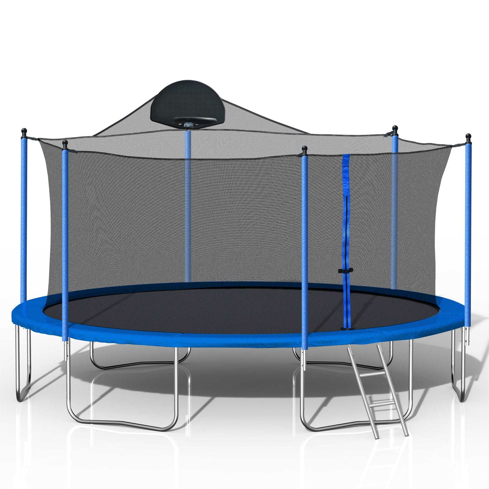 14FT Trampoline for Adults & Kids with Basketball Hoop, Outdoor Trampolines w/Ladder and Safety Enclosure Net for Kids and Adults himalipasal