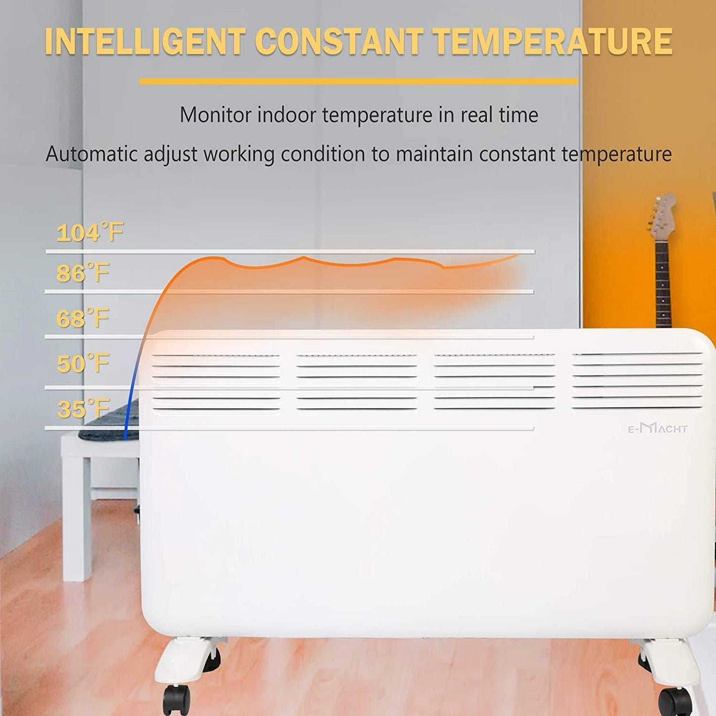 1500W Electric Space Heater Freestanding Large Room Convection Heater w/ Adjustable LED Digital Thermostat himalipasal