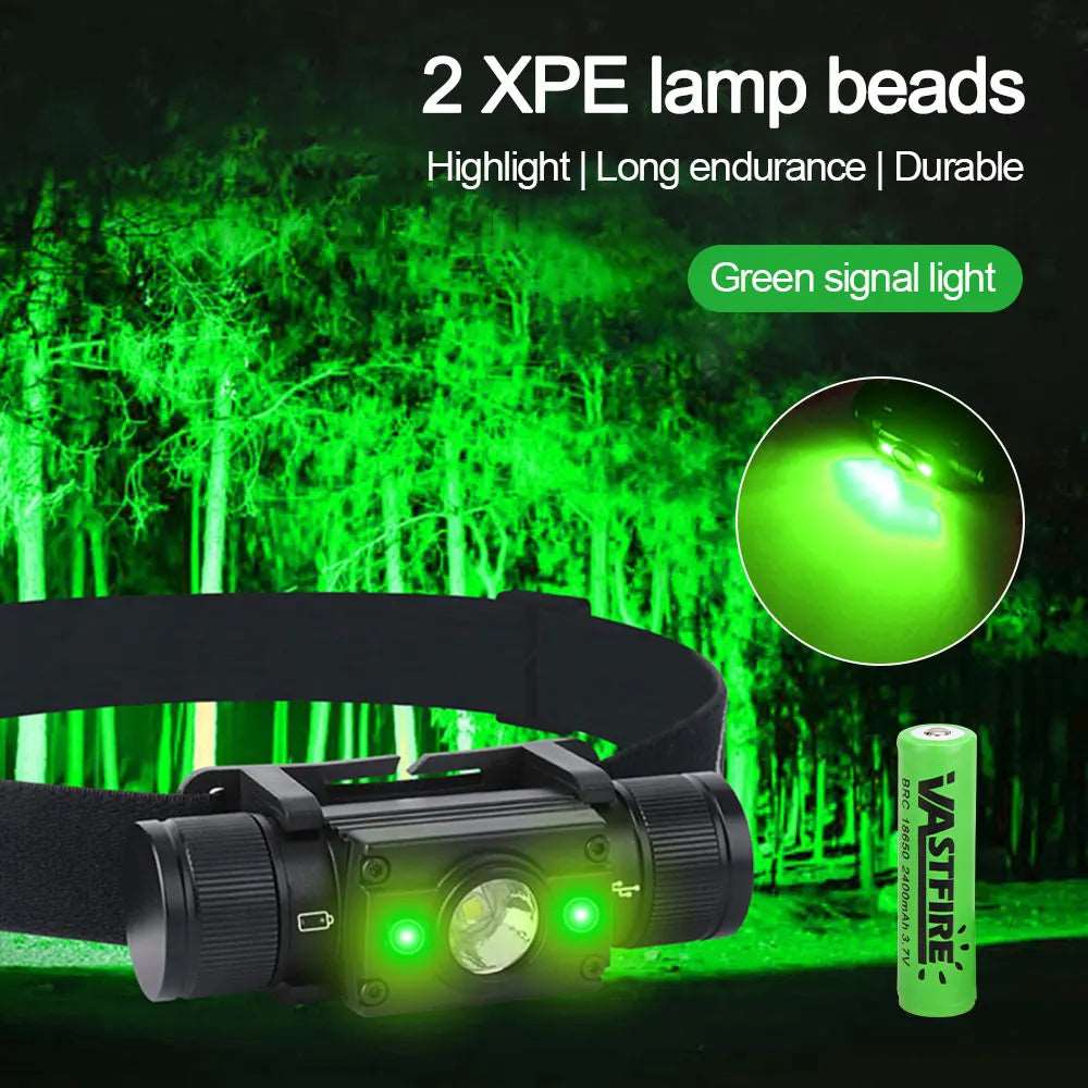 16W L2+2*XPE Mini Headlight White+Green/Red/White Headlamp 7-Modes USB Charging Flashlight Camping Hunting Frontal Head Lantern himalipasal