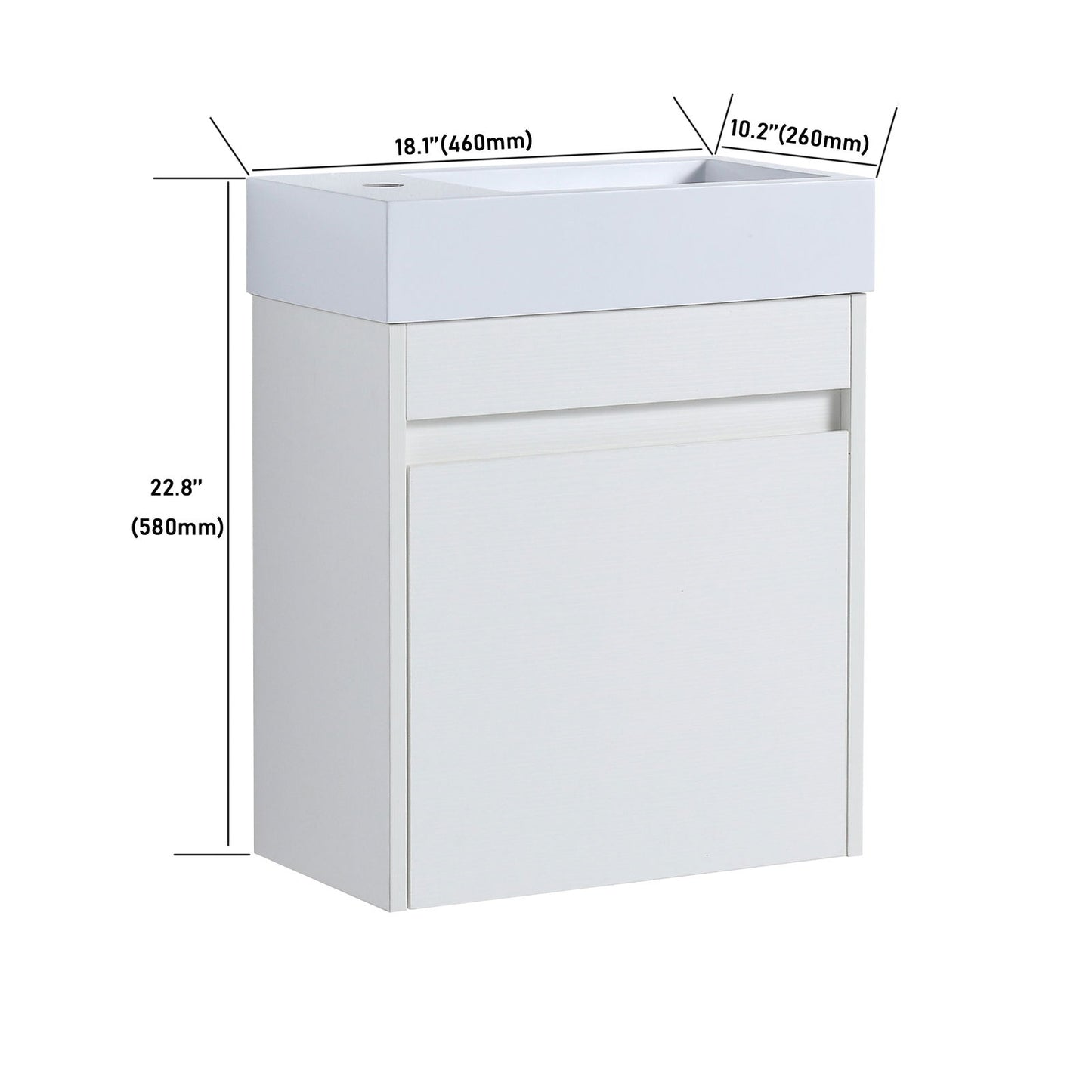 18'' Floating Wall-Mounted Bathroom Vanity with White Resin Sink & Soft-Close Cabinet Door himalipasal