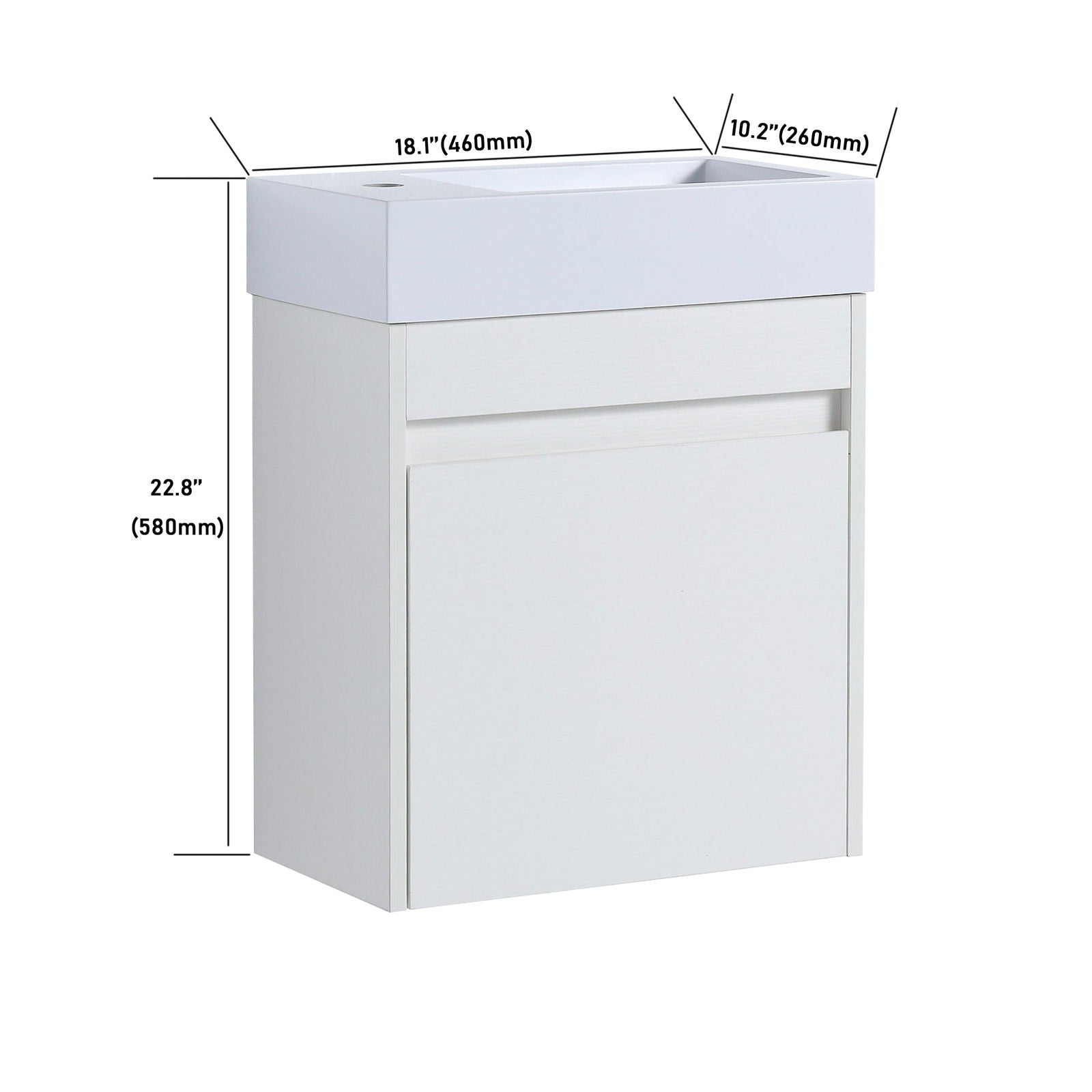 18'' Floating Wall-Mounted Bathroom Vanity with White Resin Sink & Soft-Close Cabinet Door himalipasal