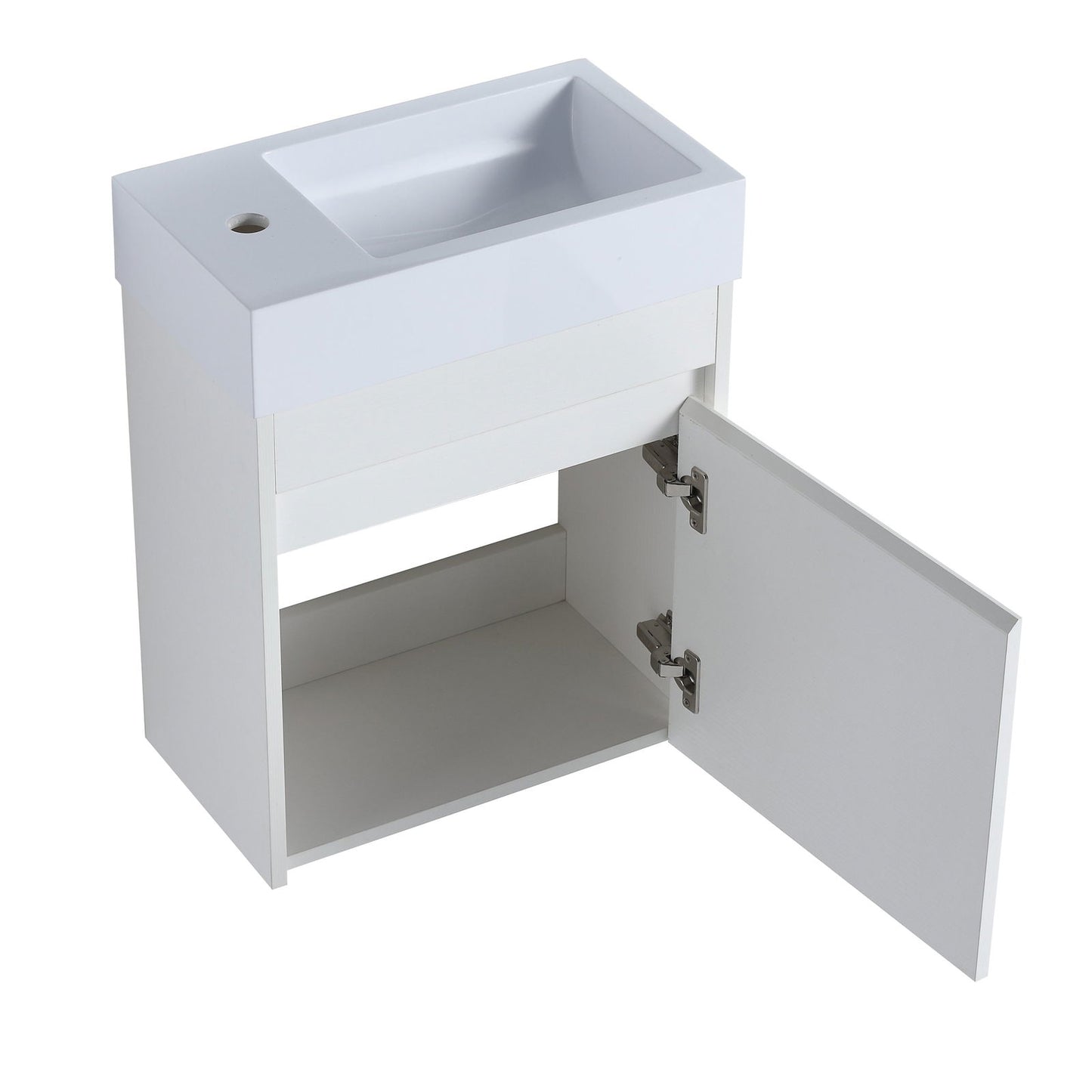 18'' Floating Wall-Mounted Bathroom Vanity with White Resin Sink & Soft-Close Cabinet Door himalipasal