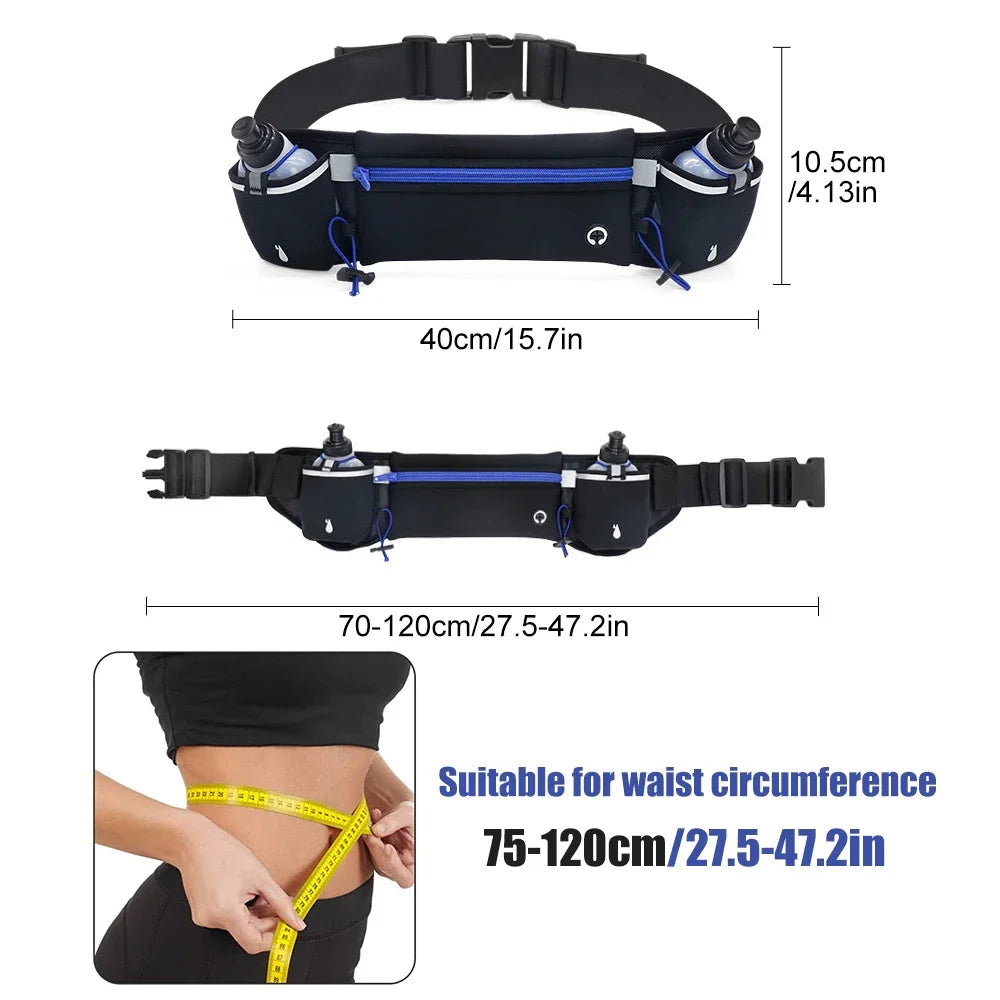 1PCS Hydration Running Belt with Water Bottles for Men & Women – Running Water Bottles, Water Resistant Pouch Fits All Phones himalipasal