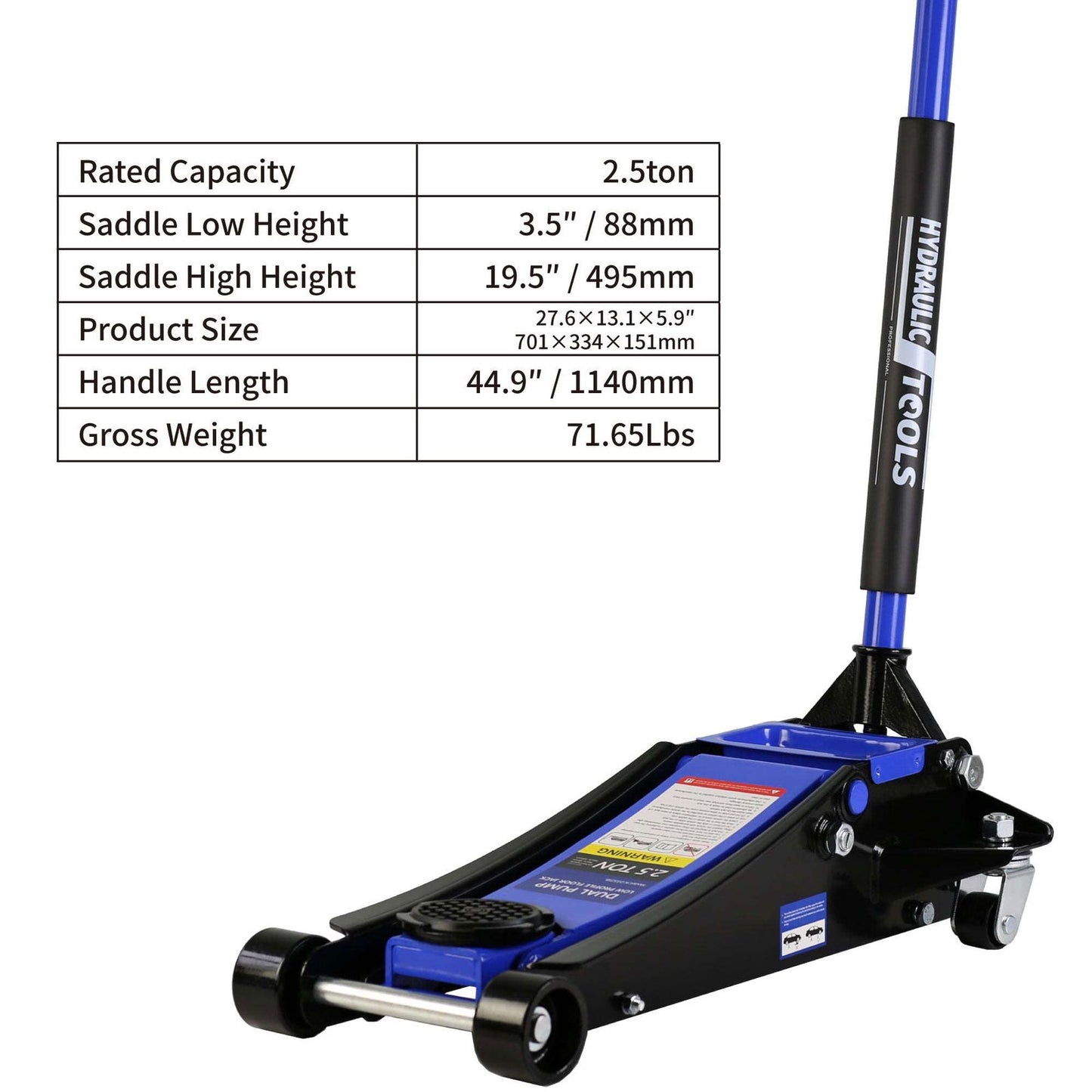 2.5 Ton Low Profile Floor Jack, Steel Racing Floor Jack with Dual Pistons Quick Lift Pump, Hydraulic floor jack Lifting range 3.5"-19.5" himalipasal