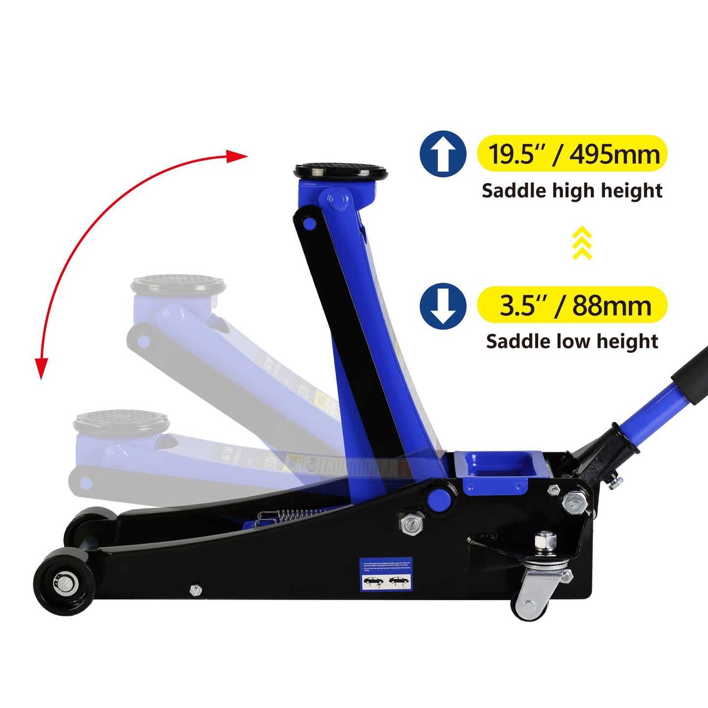 2.5 Ton Low Profile Floor Jack, Steel Racing Floor Jack with Dual Pistons Quick Lift Pump, Hydraulic floor jack Lifting range 3.5"-19.5" himalipasal