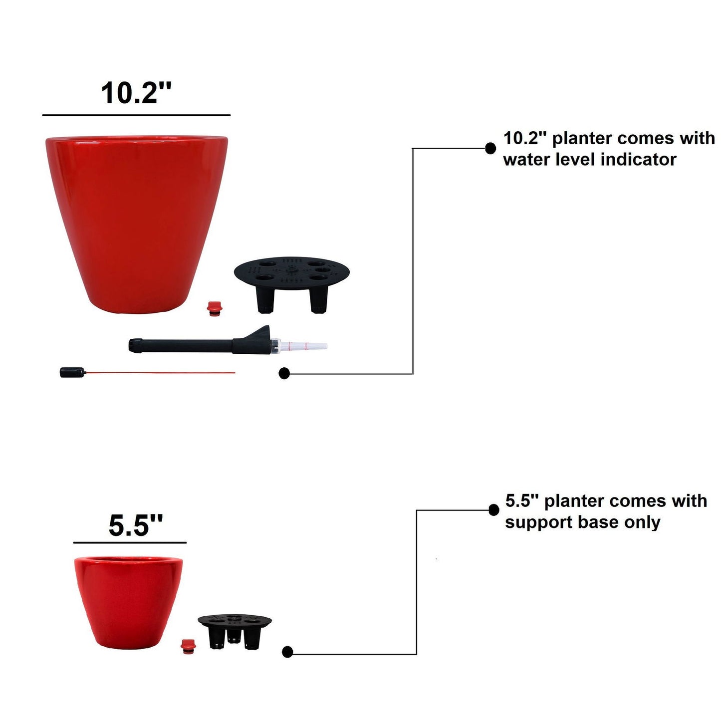 2-Pack Smart Self-watering Planter Pot for Indoor and Outdoor - Red - Round Cone himalipasal