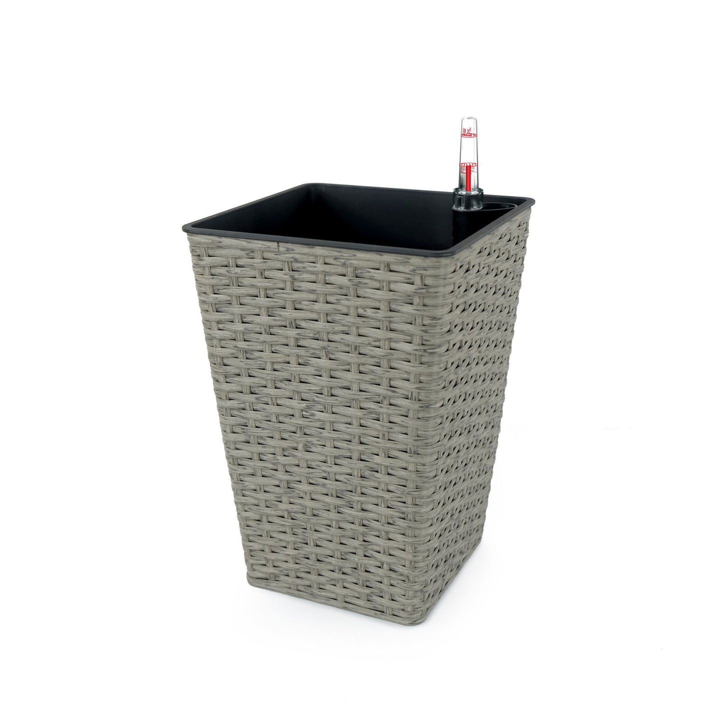 2-Pack Smart Self-watering Square Planter for Indoor and Outdoor - Hand Woven Wicker - Gray himalipasal