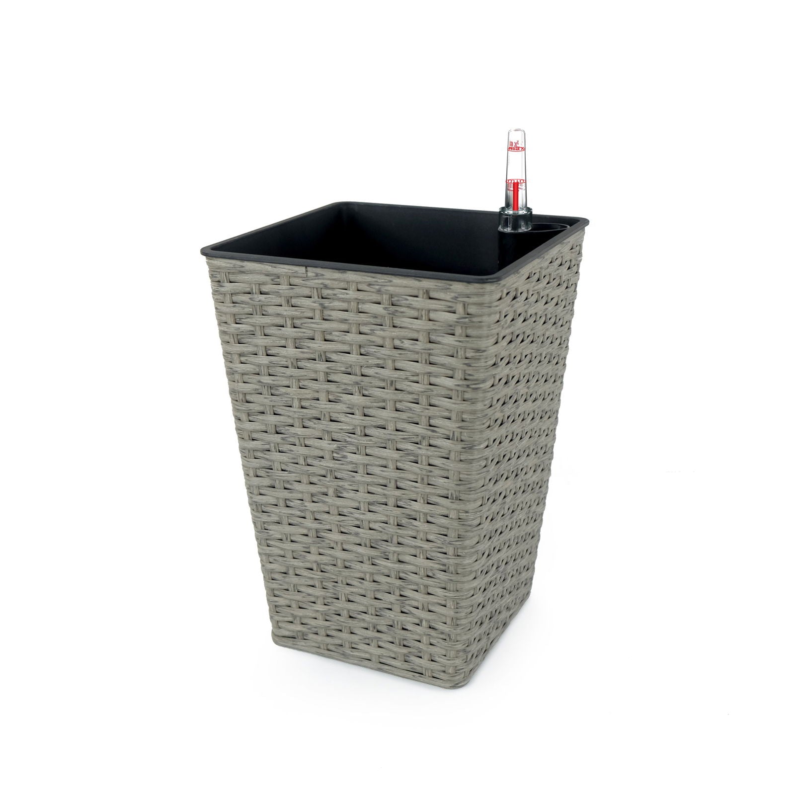 2-Pack Smart Self-watering Square Planter for Indoor and Outdoor - Hand Woven Wicker - Gray himalipasal