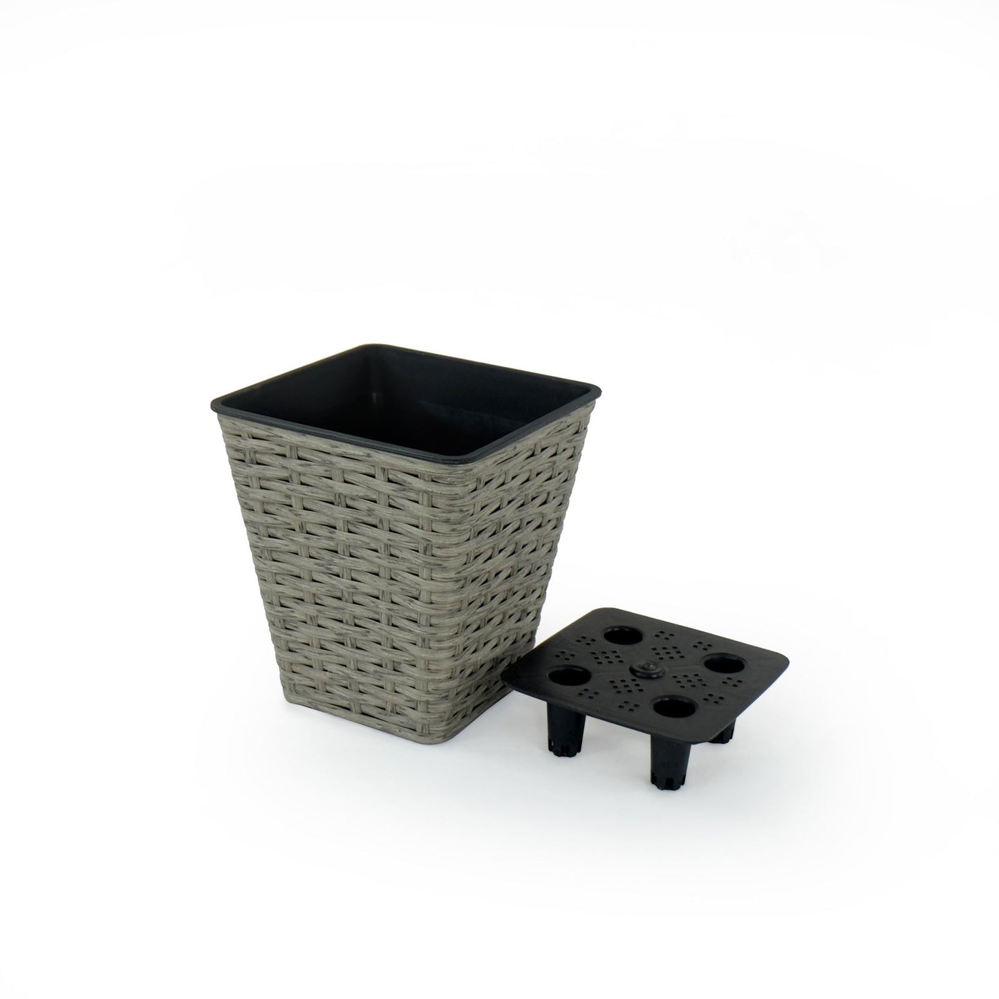 2-Pack Smart Self-watering Square Planter for Indoor and Outdoor - Hand Woven Wicker - Gray himalipasal