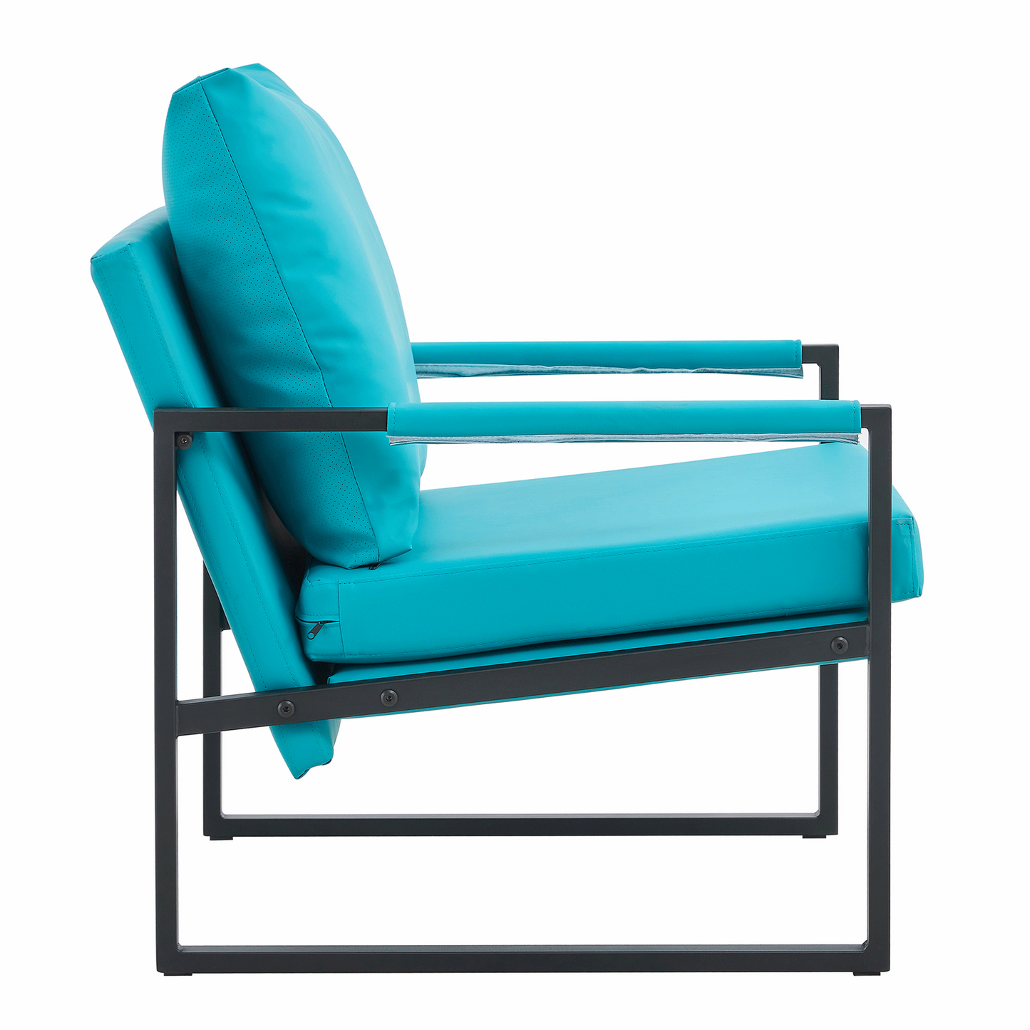 2-piece set of sofa chairs. PU leather armchair Medieval modern upholstered armchair with metal frame, super thick upholstered backrest and cushion sofa,for living room (cyan PU leather+metal+foam)008 himalipasal