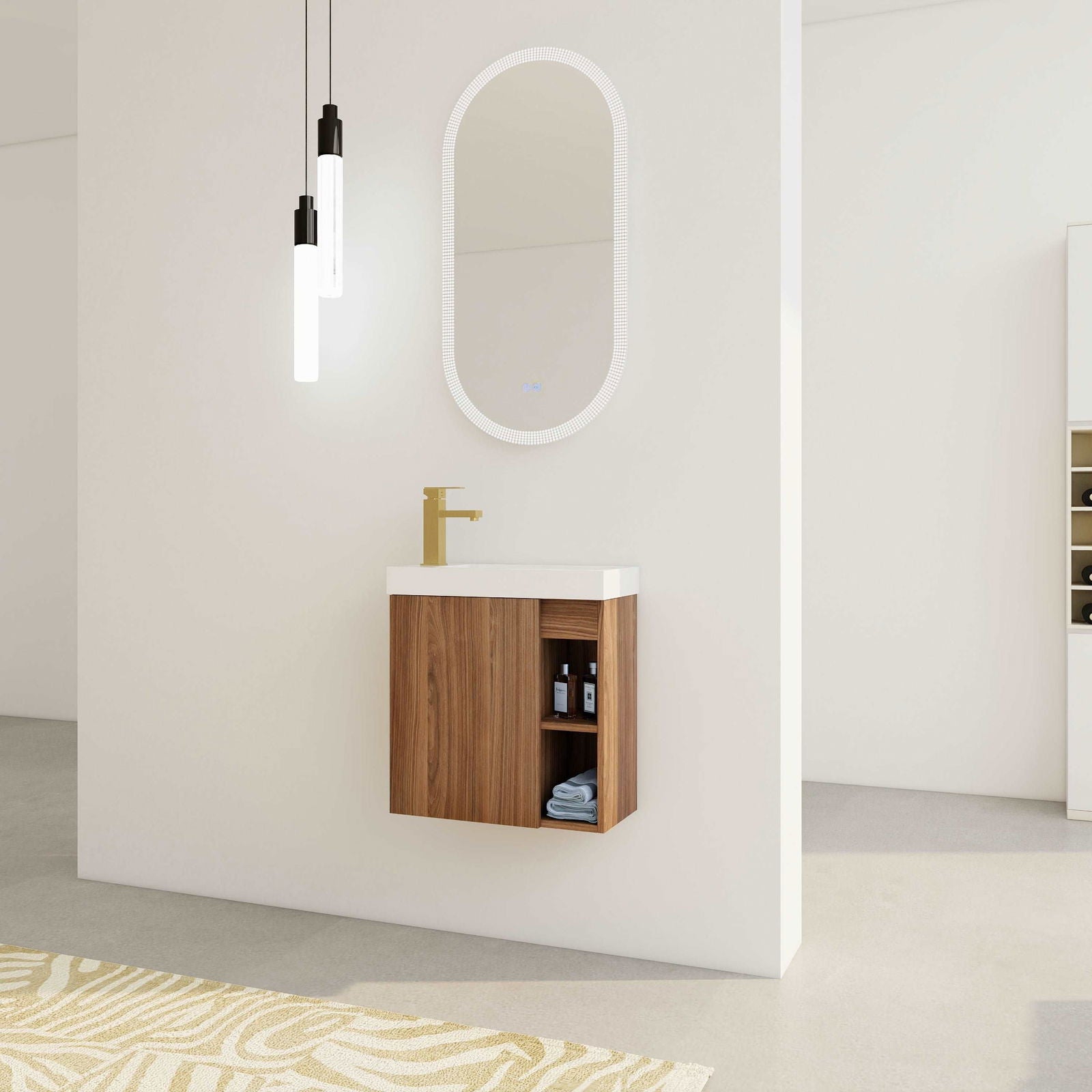 20'' Floating Wall-Mounted Bathroom Vanity with White Resin Sink & Soft-Close Cabinet Door himalipasal