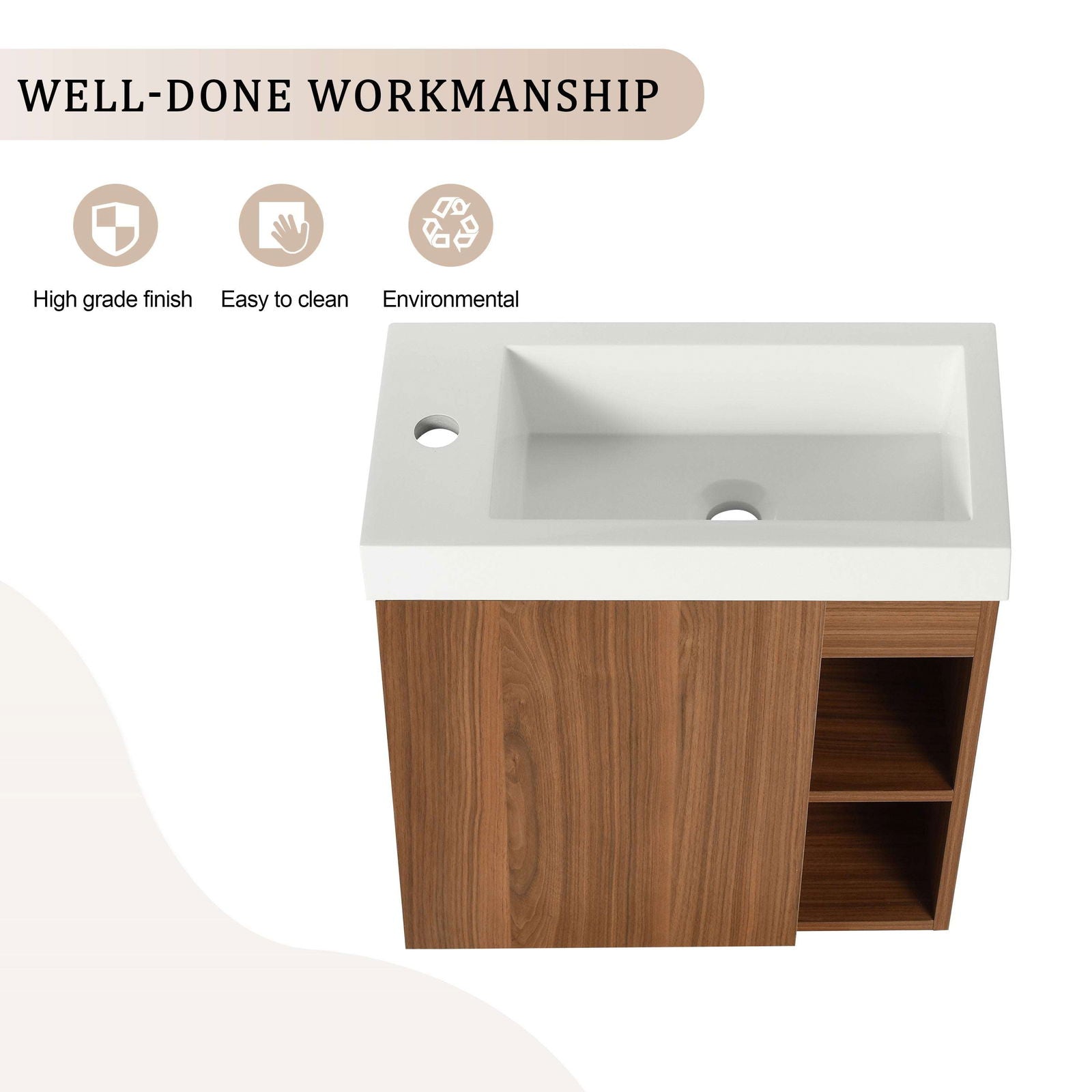 20'' Floating Wall-Mounted Bathroom Vanity with White Resin Sink & Soft-Close Cabinet Door himalipasal