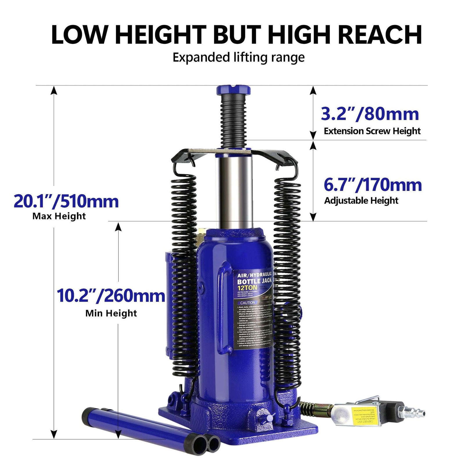 20 Ton Pneumatic Air Hydraulic Bottle Jack with Manual Hand Pump Heavy Duty Auto Truck Travel Trailer Repair Lift himalipasal