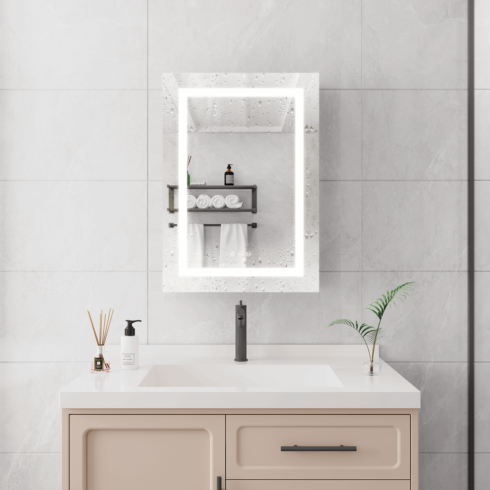 20 X 28 inch Bathroom Medicine Cabinet with Mirror Wall Mounted LED Bathroom Mirror Cabinet with Lights, Anti-Fog, Waterproof, Dimmable,3000K~6000K, Single Door,Touch Swich, Storage Shelves himalipasal