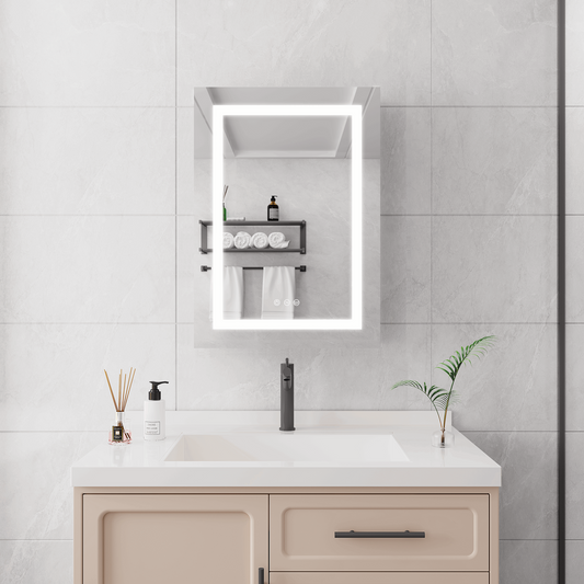 20 X 28 inch Bathroom Medicine Cabinet with Mirror Wall Mounted LED Bathroom Mirror Cabinet with Lights, Anti-Fog, Waterproof, Dimmable,3000K~6000K, Single Door,Touch Swich, Storage Shelves himalipasal