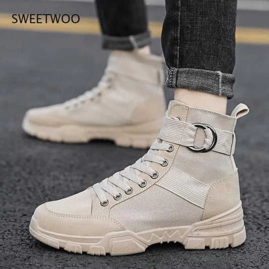 2021 new sports men's shoes fashion high-top mountaineering lightweight breathable canvas sneakers himalipasal