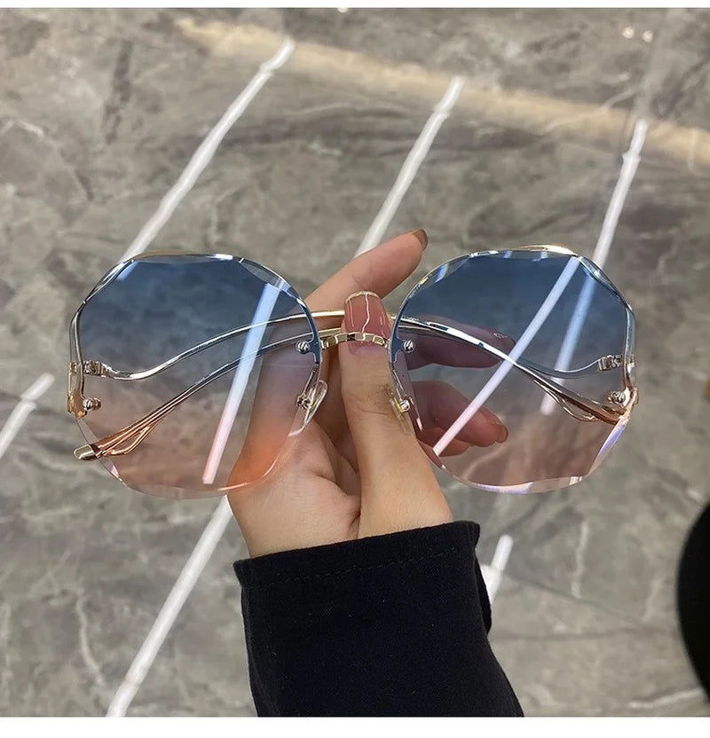 2022 Exquisite Borderless Trim Sunglasses Retro Color Gradient Sunglasses Unisex Mountaineering Cycling Glasses Summer Goggles himalipasal