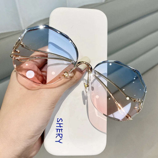 2022 Exquisite Borderless Trim Sunglasses Retro Color Gradient Sunglasses Unisex Mountaineering Cycling Glasses Summer Goggles himalipasal