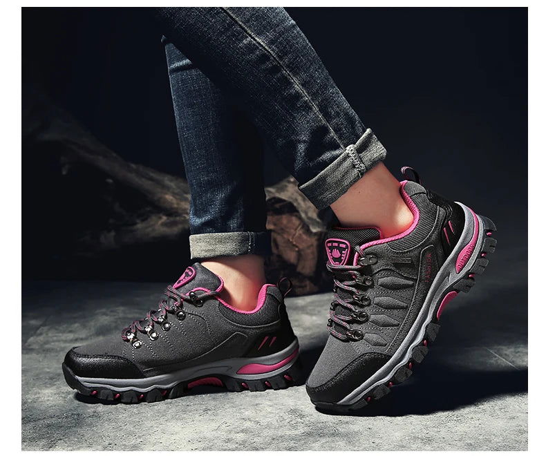 2023 Women's Boots Women Hiking Shoes Suede Leather Outdoor Shoes Wear-resistant Lady Trekking Walking Hunting Tactical Sneakers himalipasal