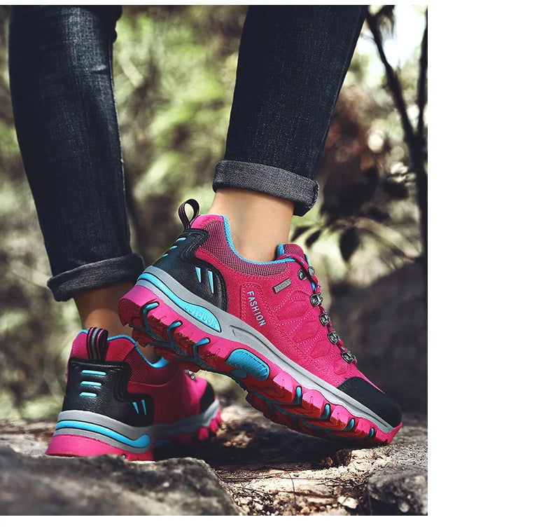 2023 Women's Boots Women Hiking Shoes Suede Leather Outdoor Shoes Wear-resistant Lady Trekking Walking Hunting Tactical Sneakers himalipasal