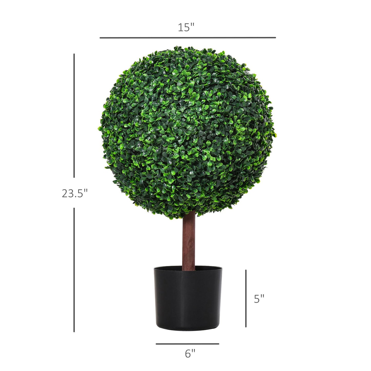 23.5" Artificial Boxwood Topiary Ball Tree, Fake Decorative Plant, Nursery Pot Included for Home, Balcony, Backyard and Garden himalipasal