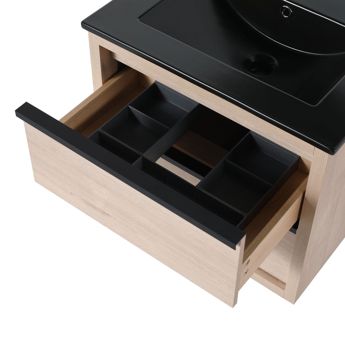 24" Bathroom Vanity, With Black Ceramic Sink And 2 Soft Close Drawers(BVA02524PLO-G-BL9060BK)W1286S00035 himalipasal