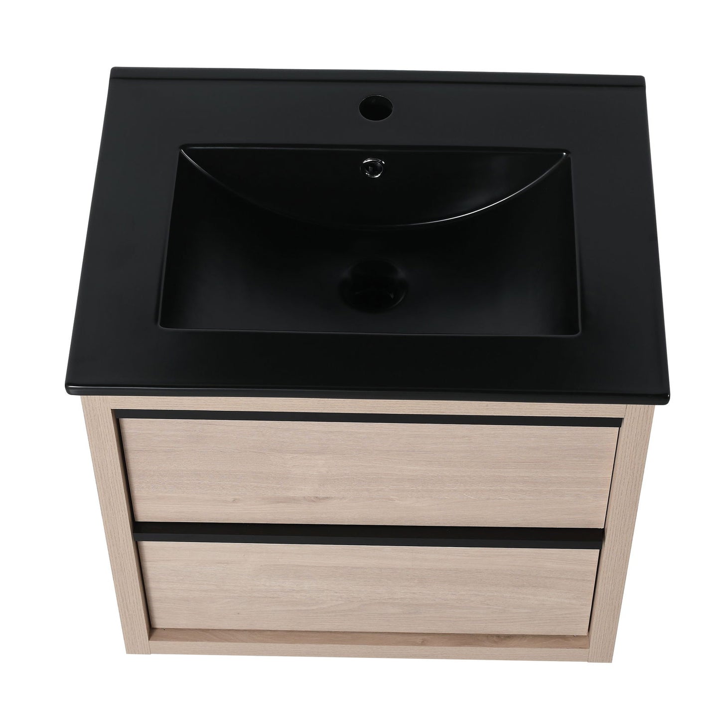 24" Bathroom Vanity, With Black Ceramic Sink And 2 Soft Close Drawers(BVA02524PLO-G-BL9060BK)W1286S00035 himalipasal