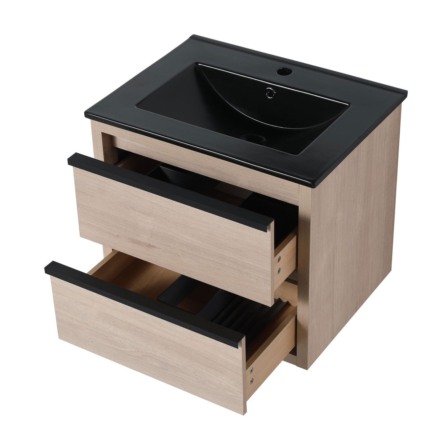 24" Bathroom Vanity, With Black Ceramic Sink And 2 Soft Close Drawers(BVA02524PLO-G-BL9060BK)W1286S00035 himalipasal