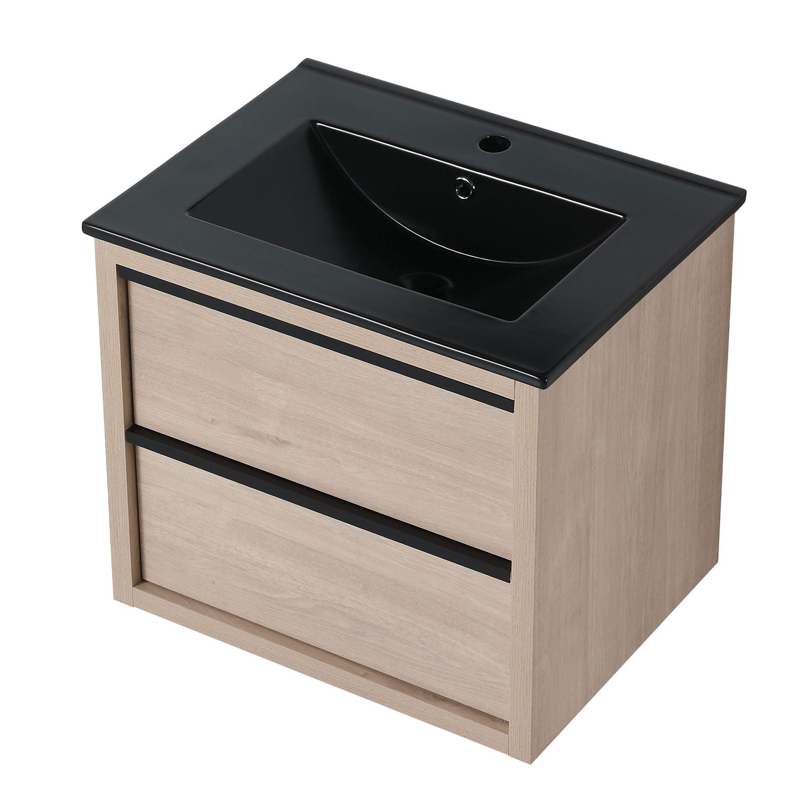 24" Bathroom Vanity, With Black Ceramic Sink And 2 Soft Close Drawers(BVA02524PLO-G-BL9060BK)W1286S00035 himalipasal