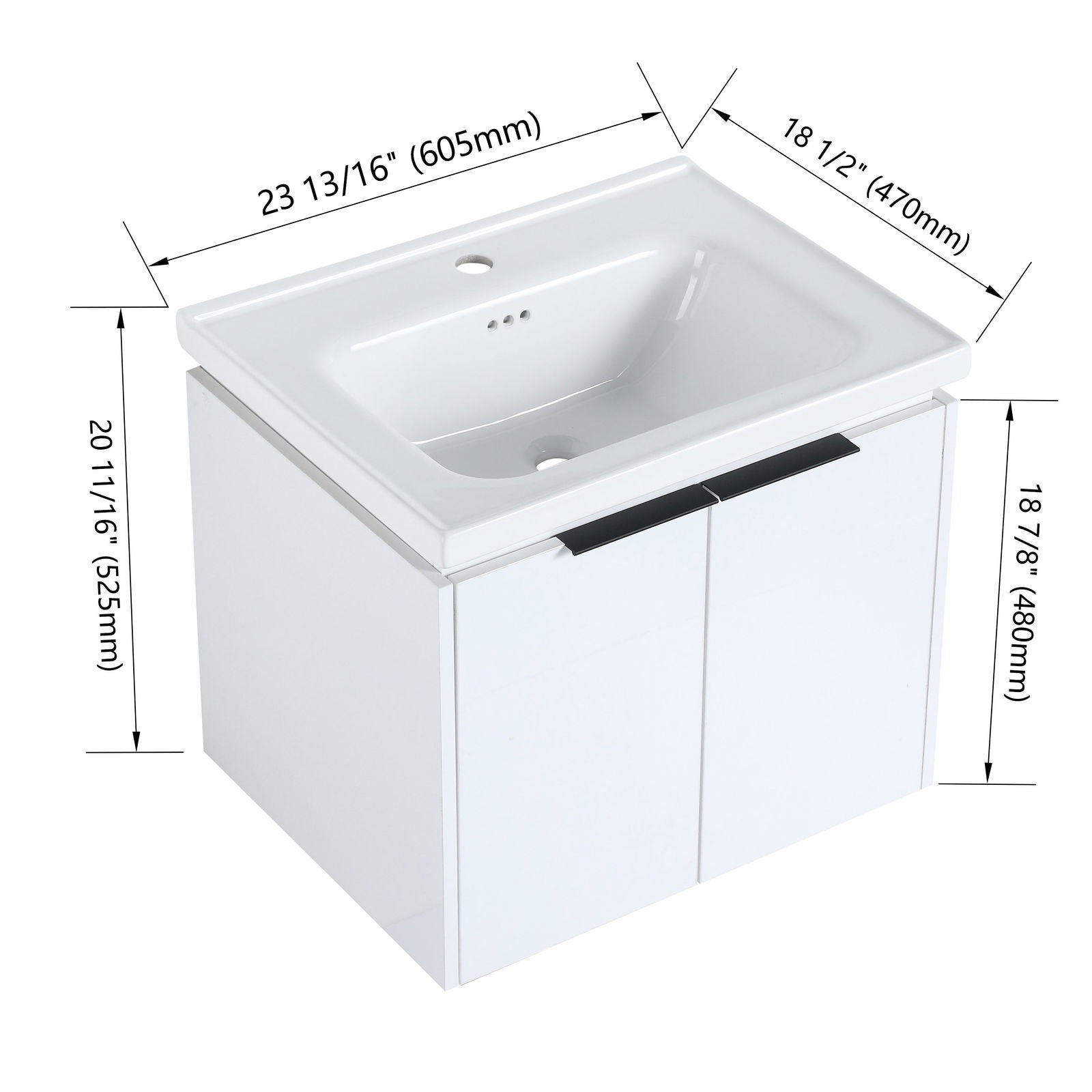 24 Inch Soft Close Doors Bathroom Vanity With Sink, Suitable For Small Bathroom himalipasal