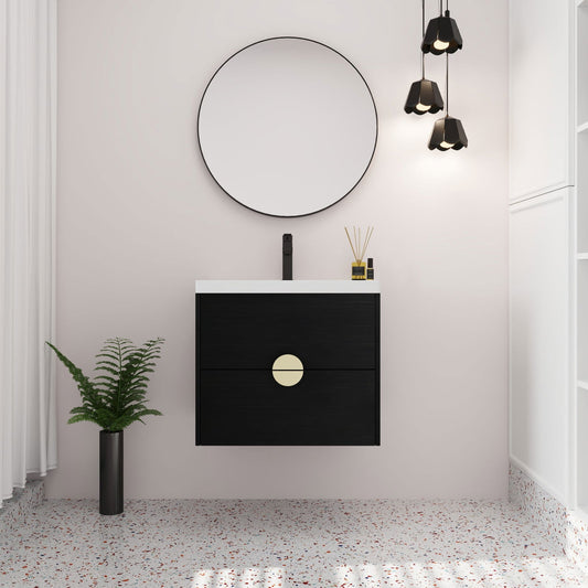 24 Inch Wall-Mounted Bathroom Vanity With Sink, For Small Bathroom (KD-Packing) himalipasal