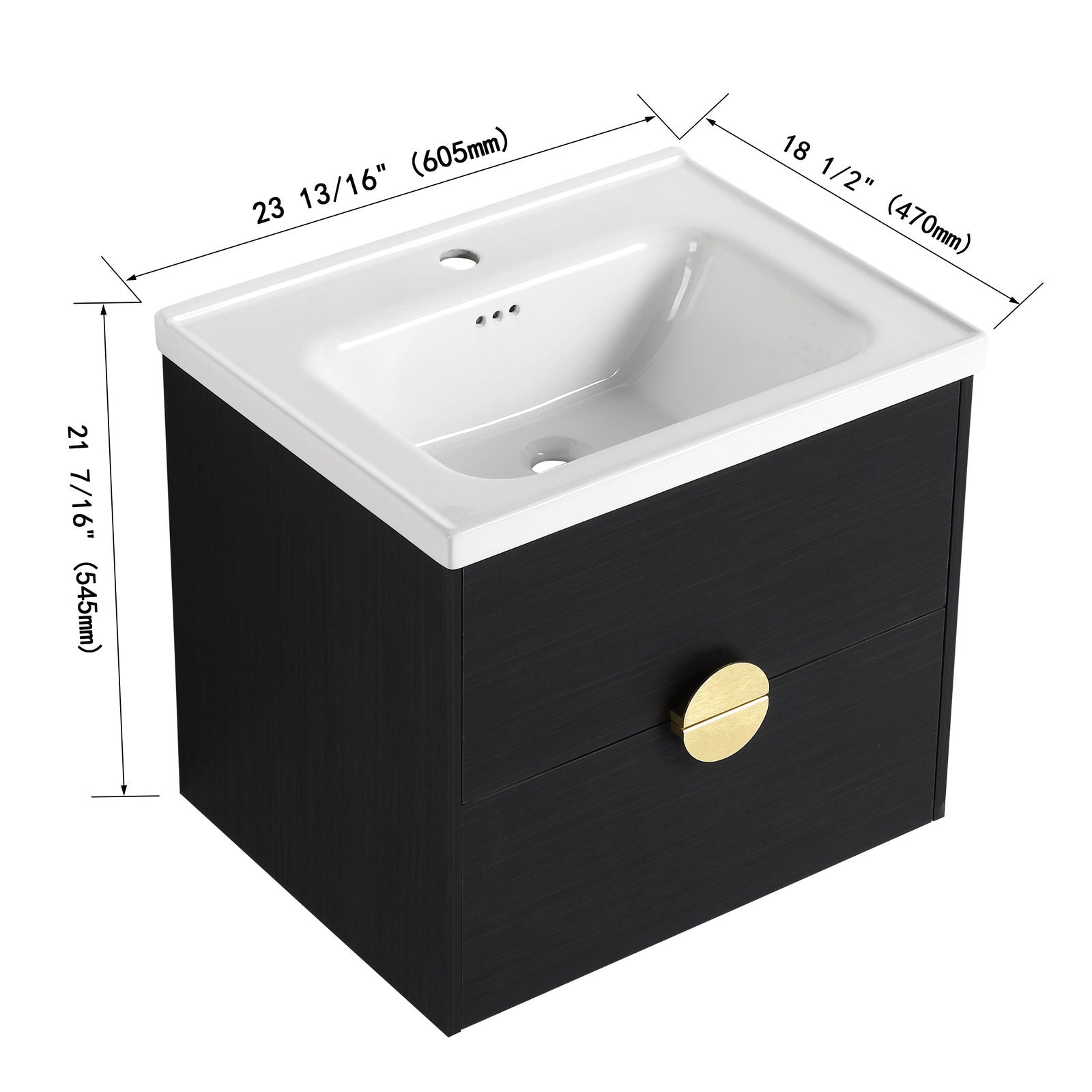 24 Inch Wall-Mounted Bathroom Vanity With Sink, For Small Bathroom (KD-Packing) himalipasal