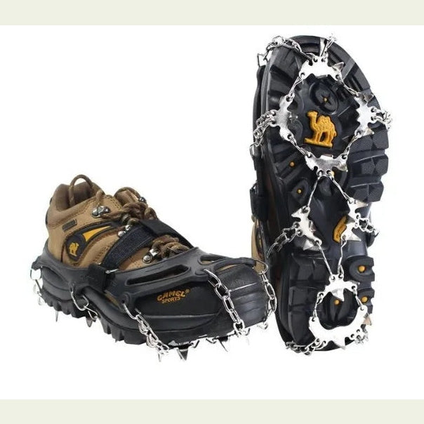 24 Teeth Silicone Crampons Snow Crampons 201 Stainless Steel Welded Non-slip Chain Non-slip Shoe Covers Outdoor Mountaineering himalipasal