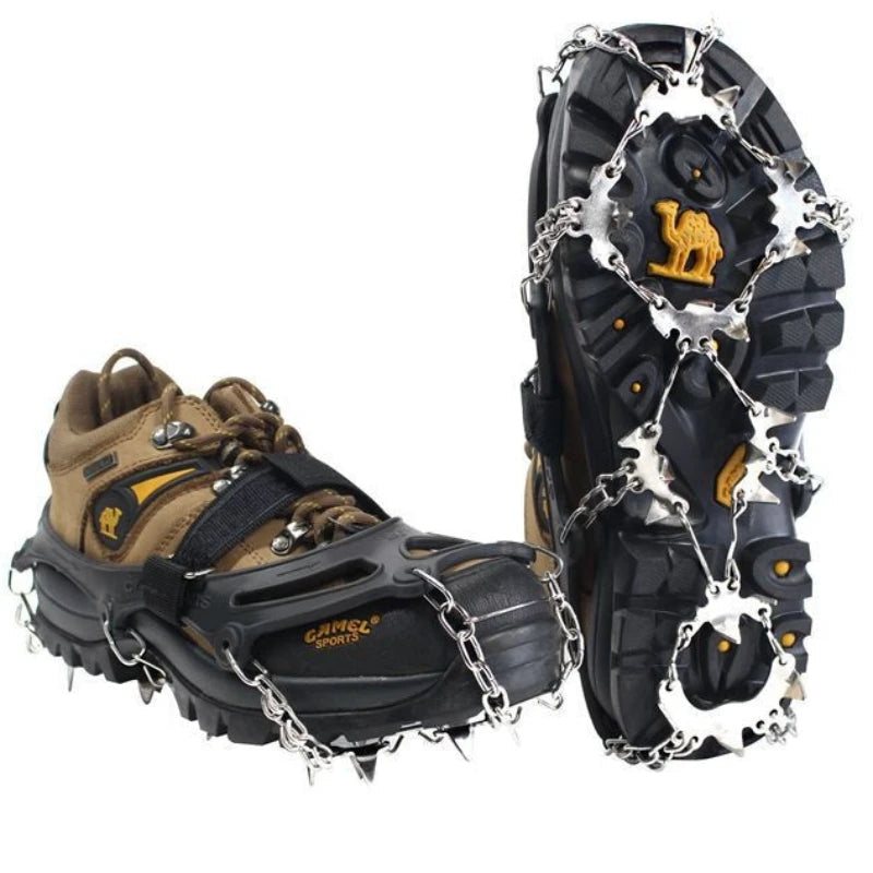 24 Teeth Silicone Crampons Snow Crampons 201 Stainless Steel Welded Non-slip Chain Non-slip Shoe Covers Outdoor Mountaineering himalipasal