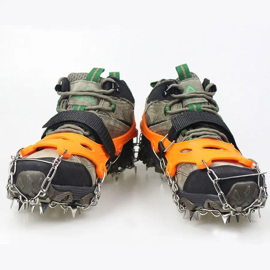 24 Teeth Silicone Crampons Snow Crampons 201 Stainless Steel Welded Non-slip Chain Non-slip Shoe Covers Outdoor Mountaineering himalipasal