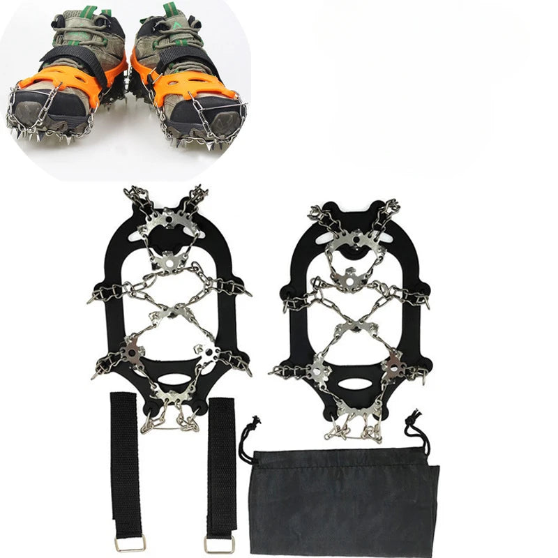 24 Teeth Silicone Crampons Snow Crampons 201 Stainless Steel Welded Non-slip Chain Non-slip Shoe Covers Outdoor Mountaineering himalipasal