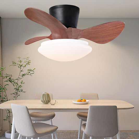 24'' walnut Small Ceiling Fan with Lights and Remote LED 18W Modern Flush Mount Ceiling Fan Adjustable Color,DC Quiet Motor Low Profile Ceiling Fan for Bedroom Kitchen Dining Patio,FCC himalipasal
