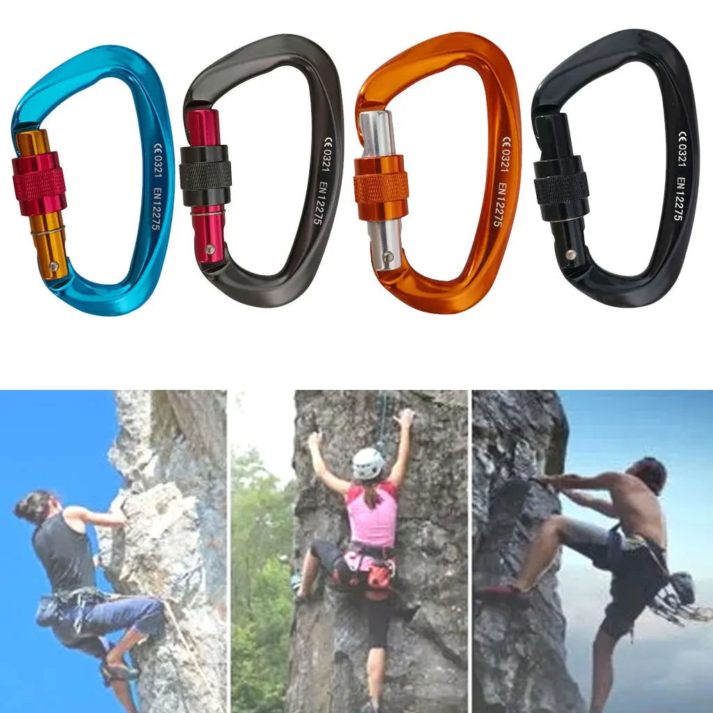 25KN Professional Climbing Carabiner D Shape Aviation Aluminum Safety Lock Outdoor Climbing Ascend Mountaineering Equipment himalipasal