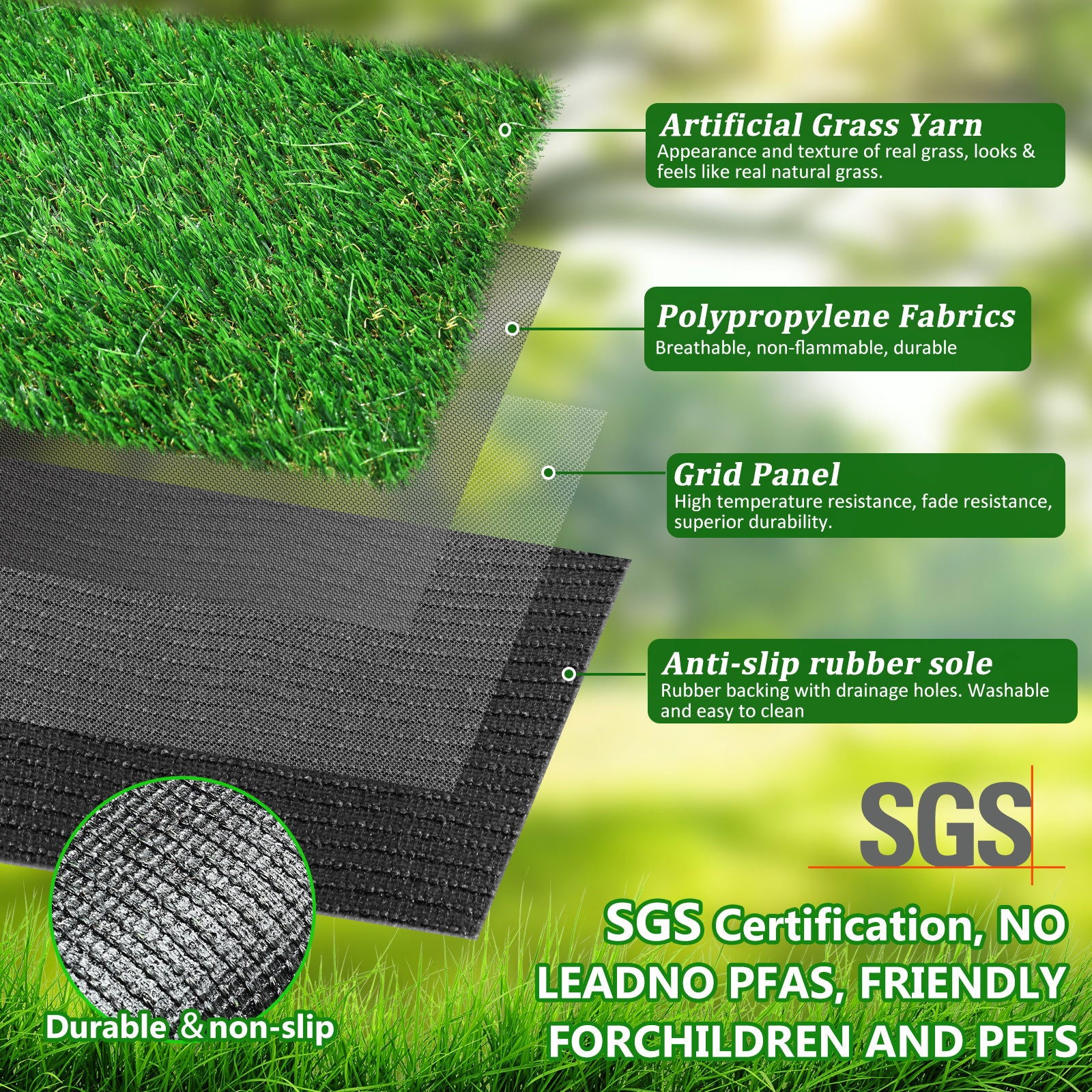 2FTX10FT Outdoor Artificial Grass Runner Rug, Thick Realistic Fake Grass Roll Decor Patio Balcony Garden Lawn, Dog Pets Turf Drain Mat, 1.38" Pile Height himalipasal