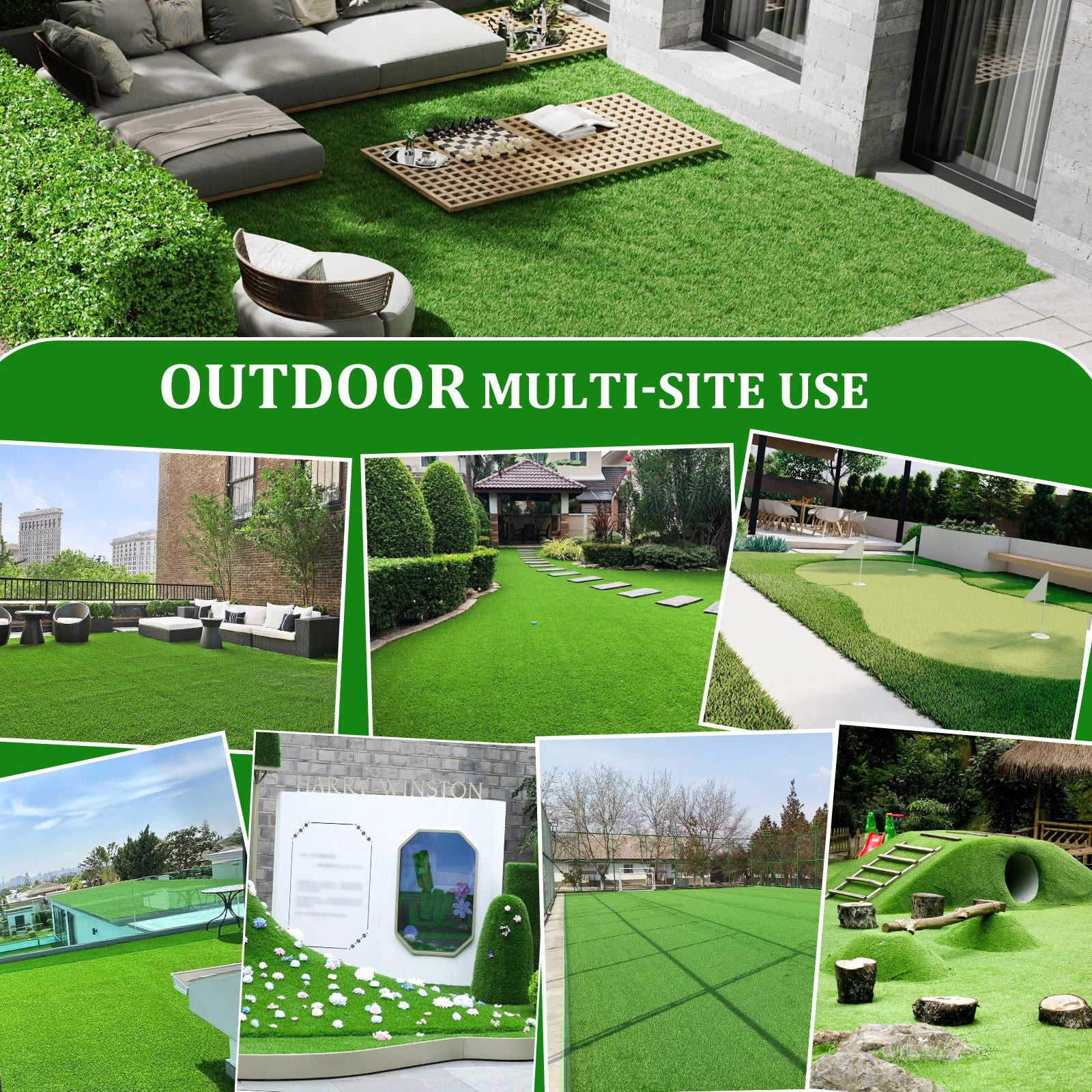 2FTX10FT Outdoor Artificial Grass Runner Rug, Thick Realistic Fake Grass Roll Decor Patio Balcony Garden Lawn, Dog Pets Turf Drain Mat, 1.38" Pile Height himalipasal