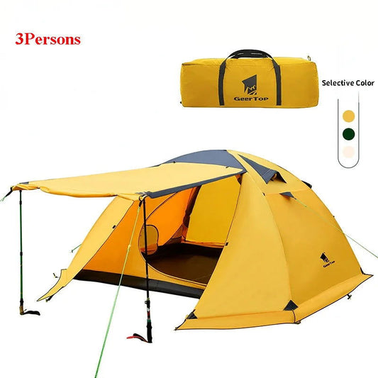 3 Person Outdoor Tent Camping UV Aluminum Rod Snow Skirt Family BBQ Picnic Beach Self-driving Car Cycling Mountaineering Tent himalipasal