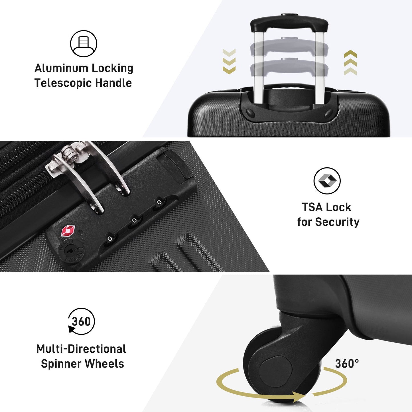 3 Piece Luggage Set Hardside Spinner Suitcase with TSA Lock 20" 24" 28" Available himalipasal