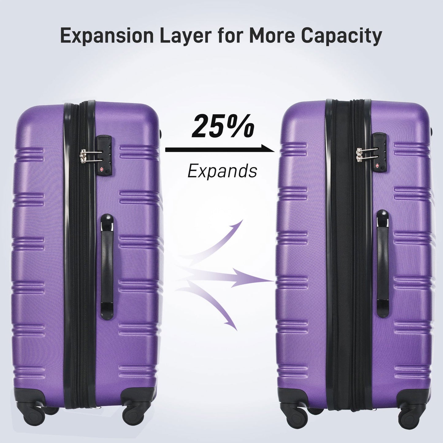 3 Piece Luggage Set Hardside Spinner Suitcase with TSA Lock 20" 24" 28" Available himalipasal